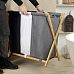 Froppi Collapsible Laundry Basket with Bamboo Frame Large Washing Hamper with 3 Compartments