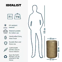 IDEALIST Lite Tall Round Metallic Indoor Planter