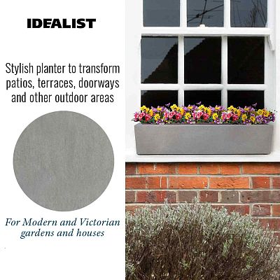 IDEALIST Lite Window Box Light Concrete Planter Set