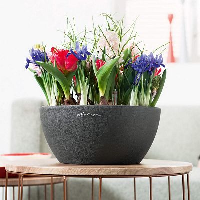 LECHUZA CUBETO COLOR Round Stone Look Poly Resin Self-watering Planter