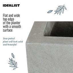 IDEALIST Lite Square Box Contemporary Light Concrete Planter