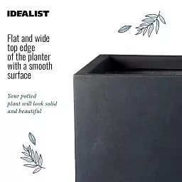 Set of 2 IDEALIST Lite Trough Garden Planters, Light Concrete Outdoor Large Plant Pots