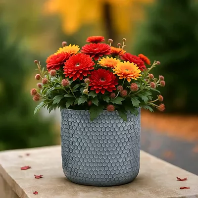 IDEALIST Lite Honeycomb Style Cylinder Round Outdoor Planter