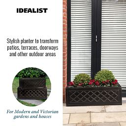 IDEALIST Lite Window Box Faux Lead Lattice Grey Light Stone Planter