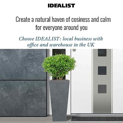 IDEALIST Lite Textured Concrete Effect Tall Tapered Outdoor Planter