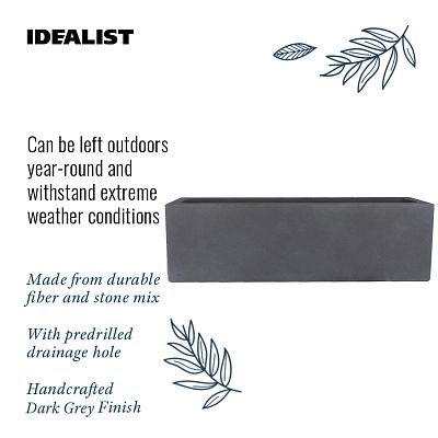 IDEALIST Lite Window Box Light Concrete Planter Set