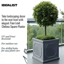 IDEALIST Lite Faux Lead Chelsea Box Square Light Concrete Planter