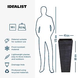 IDEALIST Lite Ribbed Light Concrete Tapered Planter
