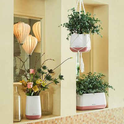 LECHUZA YULA Flower Tall Square Poly Resin Indoor Planter
