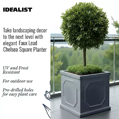 IDEALIST Lite Faux Lead Chelsea Box Square Light Concrete Planter