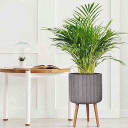 IDEALIST Lite Modern Ribbed Cylinder Planter on Legs, Round Pot Plant Stand Indoor