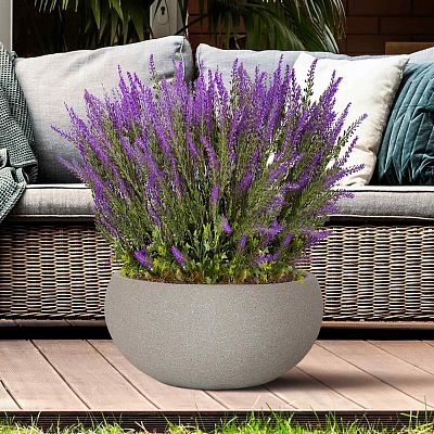 IDEALIST Lite Textured Concrete Effect Bowl Outdoor Planter