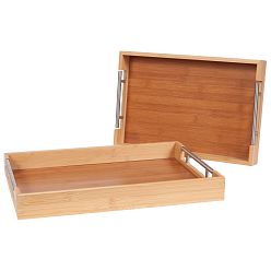 Froppi Set of two Bamboo Wooden Serving Tray, Coffee Table Decorative Tray