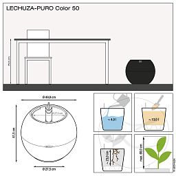 LECHUZA PURO Color Round Poly Resin Self-watering Planter