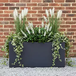 Set of 2 IDEALIST Lite Trough Garden Planters, Light Concrete Outdoor Large Plant Pots