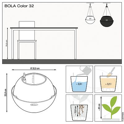 LECHUZA BOLA Color Round Poly Resin Self-watering Planter