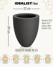 INTRO Tall Round Outdoor Fibreglass Planter