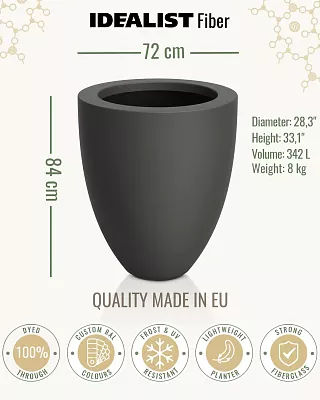 INTRO Tall Round Outdoor Fibreglass Planter