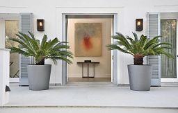 Geo Round Fiberglass Round Tall Alu Tx Planter Pot In/Out