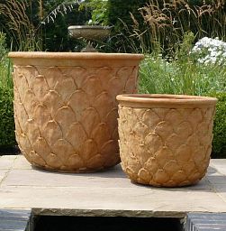 Pineapple Fiberglass Round Tall Terracotta Planter Pot In/Out