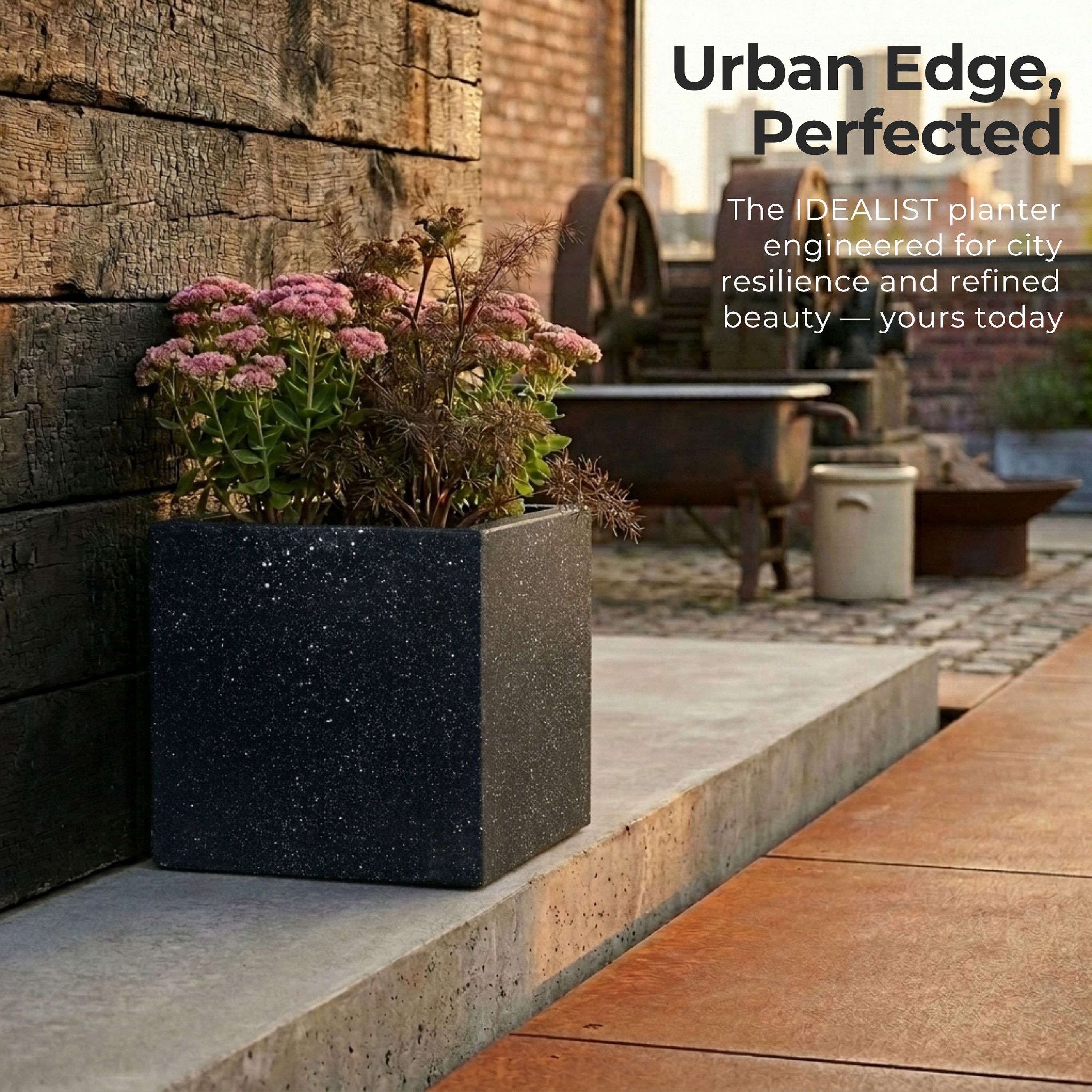 IDEALIST Lite Square Box Contemporary Marble Light Concrete Planter