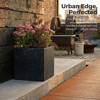 IDEALIST Lite Square Box Contemporary Marble Light Concrete Planter