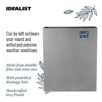 IDEALIST Lite Narrow Contemporary Light Concrete Trough Planter