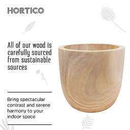 HORTICO RADIAL Wooden House Planter Round Indoor Plant Pot for House Plants with Waterproof Liner