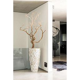 Shell Conical Round Tall Polystone Indoor Planter