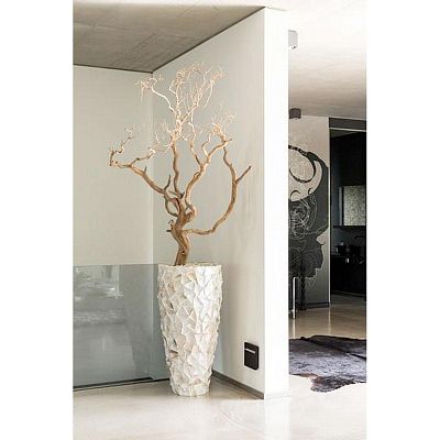 Shell Conical Round Tall Polystone Indoor Planter