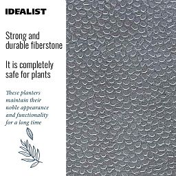 IDEALIST Lite Hammered Stone Style Square Indoor Planter on Metal Stand