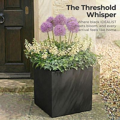 IDEALIST Lite Square Box Contemporary Light Concrete Planter Set