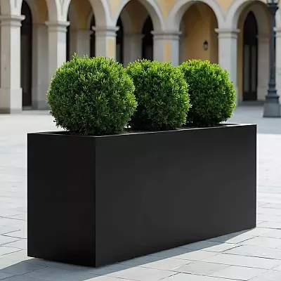 Set of 2 IDEALIST Lite Trough Garden Planters, Light Concrete Outdoor Large Plant Pots