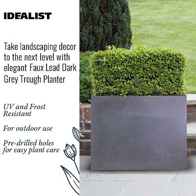 IDEALIST Lite Contemporary Light Concrete Trough Planter Set