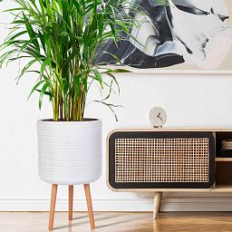 IDEALIST Lite Plaited Style Cylinder Planter on Legs, Round Pot Plant Stand Indoor