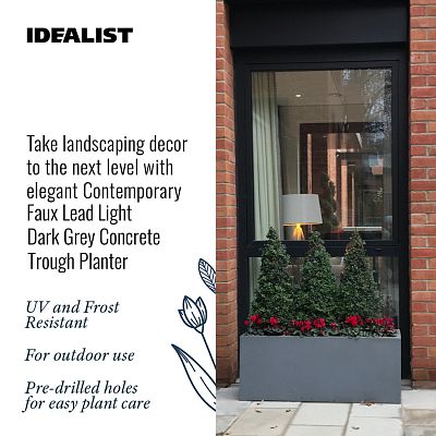 IDEALIST Lite Contemporary Light Concrete High Trough Planter Set