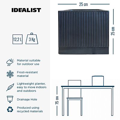 IDEALIST Lite Ribbed Square Outdoor Planter