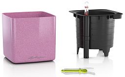 LECHUZA CUBE Glossy Kiss Square Poly Resin Indoor Self-watering Planter