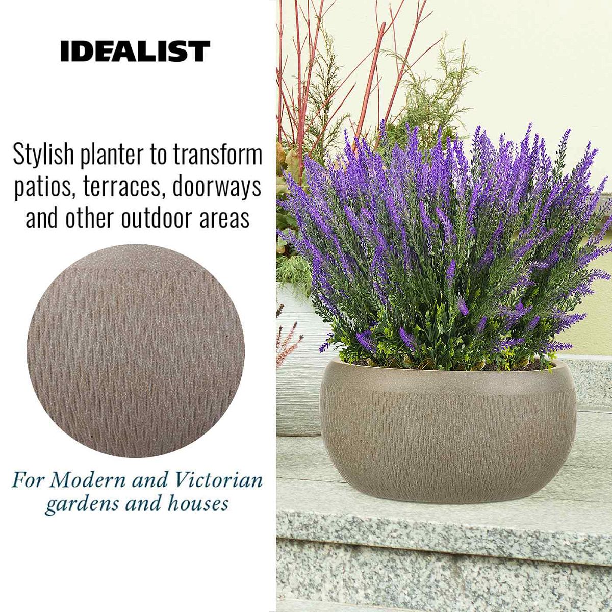 IDEALIST Lite Mesh Style Bowl Planter Outdoor Plant Pot