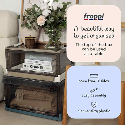 Collapsible Hard Plastic Multi-purpose Storage Box for Toys, Shoes, Clothes by Froppi