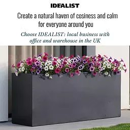 Set of 2 IDEALIST Lite Trough Garden Planters, Light Concrete Outdoor Large Plant Pots