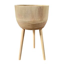 HORTICO GAIA Wooden House Planter with Legs, Tall Indoor Plant Pot Stand with Waterproof Liner