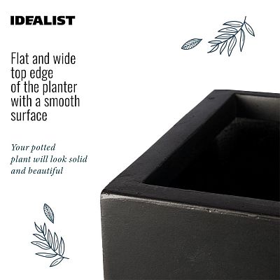 IDEALIST Lite Square Box Contemporary Light Concrete Planter