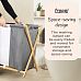 Froppi Collapsible Laundry Basket with Bamboo Frame Large Washing Hamper with 3 Compartments