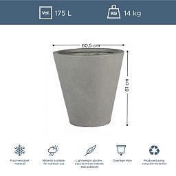 IDEALIST Lite Round Contemporary Light Concrete Planter