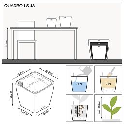 LECHUZA Quadro LS Square Poly Resin Self-watering Planter