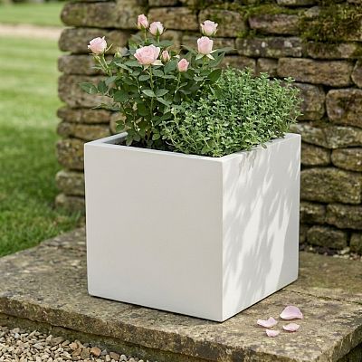 IDEALIST Lite Square Box Contemporary Light Concrete Planter