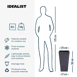 IDEALIST Lite Tall Tapered Contemporary Light Concrete Planter