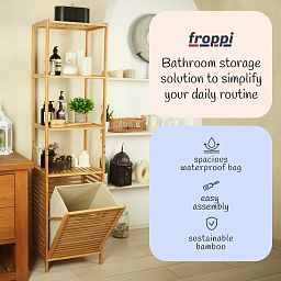 Froppi Wooden Washing Hamper Laundry Basket for Bathrooms