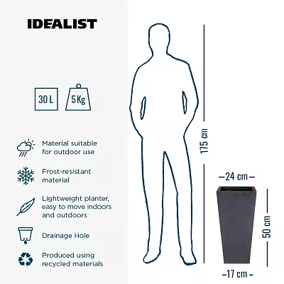 IDEALIST Lite Tall Tapered Contemporary Light Concrete Planter